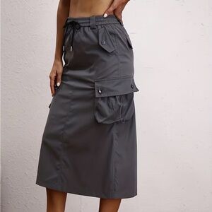 SHEIN Charcoal Midi Skirt with Pockets